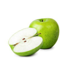 Studio shot of two green apples