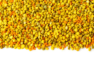 bee gathered pollen granules background