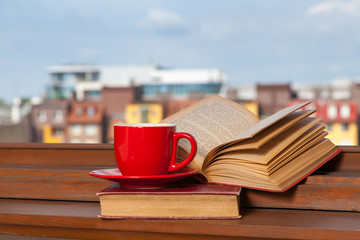 Books and a coffee cup
