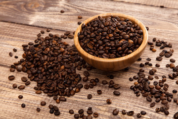 Roasted coffee beans in a bowl
