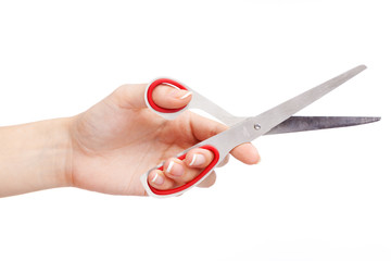 Female hand holding scissors