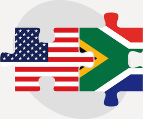 USA and South Africa Flags in puzzle
