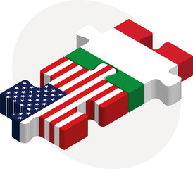 USA and Italy Flags in puzzle