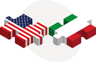 USA and Italy Flags in puzzle