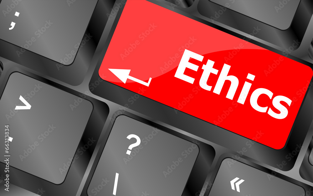 Poster ethics concept on the modern computer keyboard key