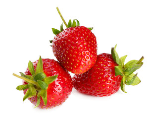 Red ripe strawberries, isolated on white