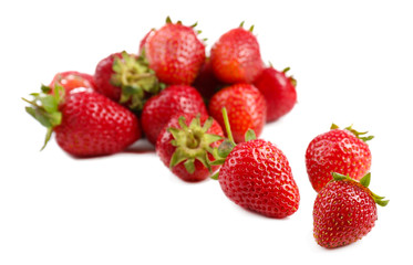 Fototapeta na wymiar Red ripe strawberries, isolated on white