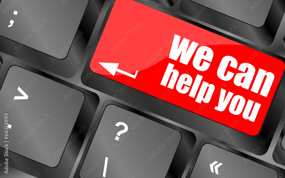 Poster we can help you word on computer keyboard key