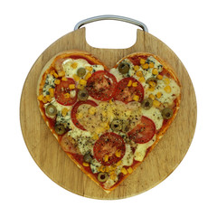 Valentine vegetarian pizza - pizza in the shape of heart