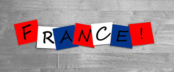 France, sign series for countries in national flag colors.