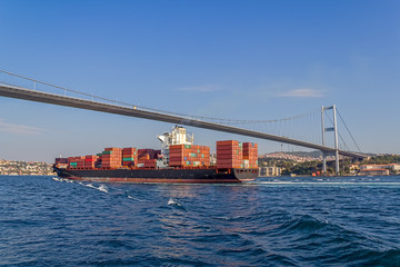 Ship sails Bosphorus