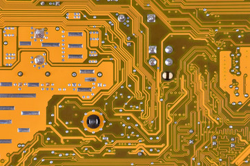 Close up of a printed computer circuit board