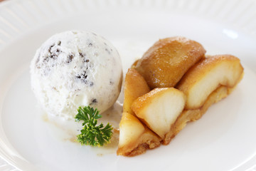 warm apple tart and ice cream