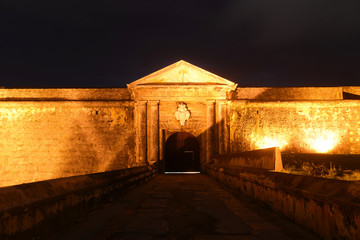 Fototapeta na wymiar Castillo San Felipe del Morro Main Gate at night, San Juan