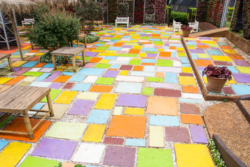 beautyful design stone floor tiles  in public park