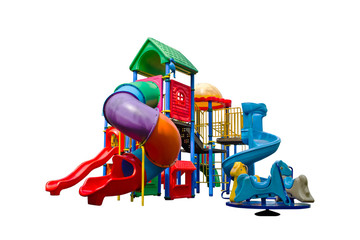 Colorful playground isolated on white background