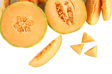 Naklejka na ściany i meble cut melon on white background close-up