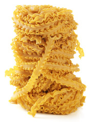 Raw homemade pasta, isolated on white