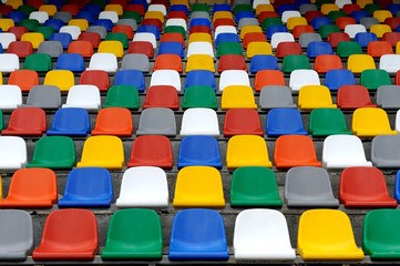 Plastic colorful chairs stands