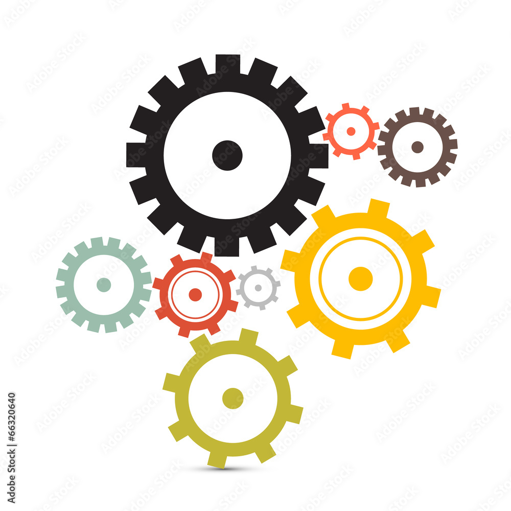 Wall mural cogs - gears vector illustration isolated on white background