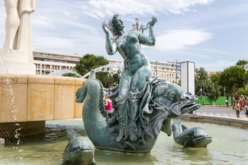 Fototapeta na wymiar Nice, France. Fountain of the Sun: an allegory of Venus