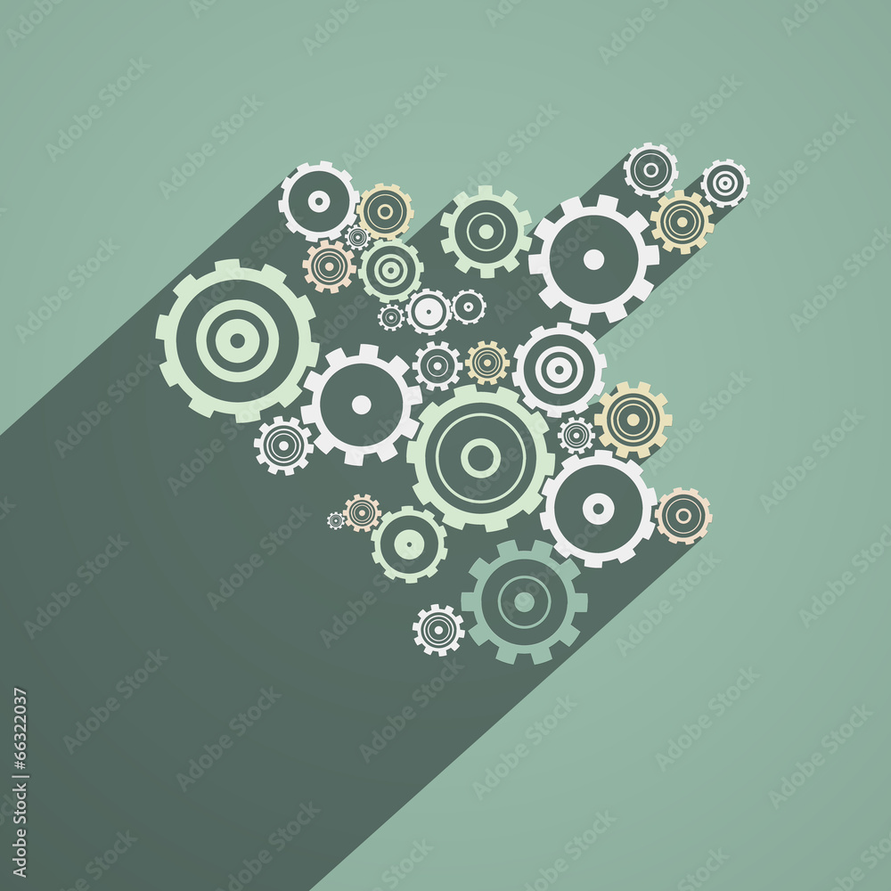 Poster abstract paper vector cogs, gears on retro background
