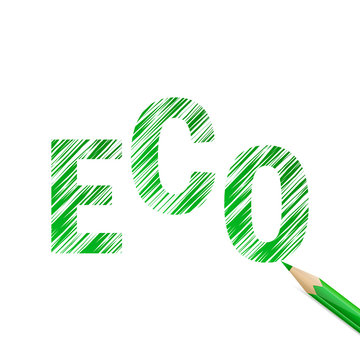 Eco text drawn with green pencil