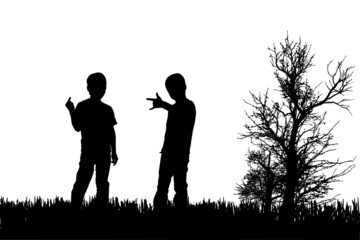Vector silhouette of children.