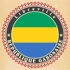 Vintage label cards of Gabon flag.