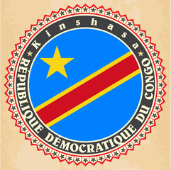 Vintage label cards of Democratic Republic of the Congo flag.