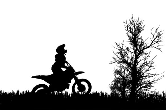Vector silhouette of a man on a motorcycle.