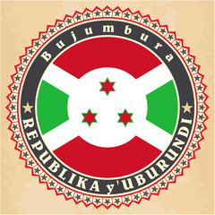 Vintage label cards of  Burundi flag.