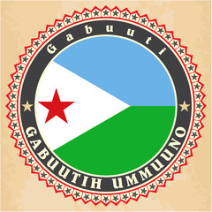 Vintage label cards of  Djibouti flag.