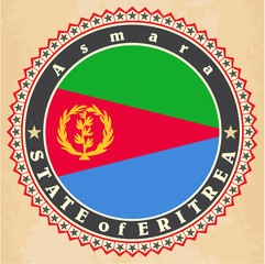 Vintage label cards of  Eritrea flag.