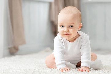 Portrait of a crawling baby