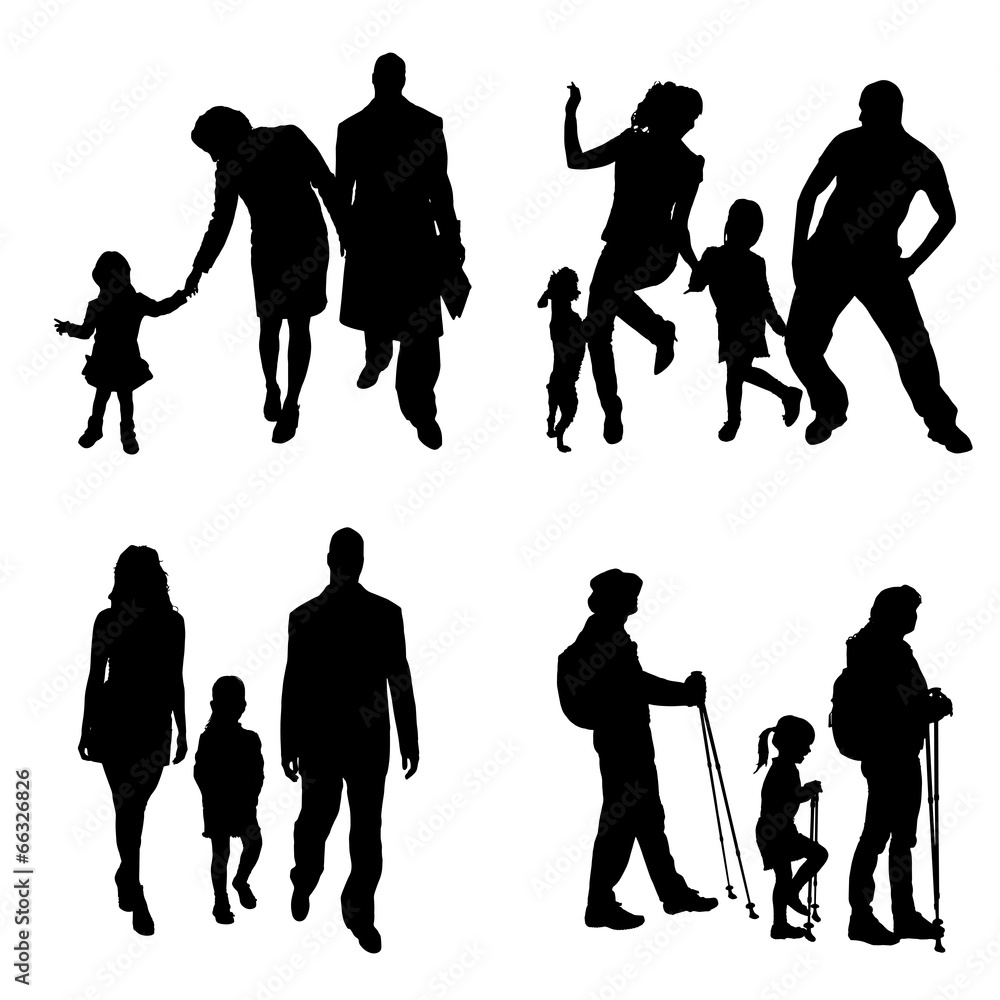 Canvas Prints vector silhouette of family.