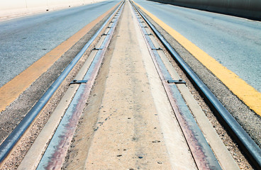 Railway tracks on Thailand-Laos Friendship Bridge