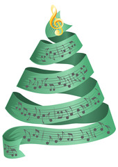Vector format of Christmas tree with music dots