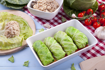 cabbage stuffed with rice and meat