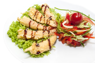 shrimp tempura and salad vegetables