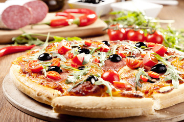 Pizza peperoni on plate