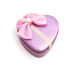 heart shape gift box on white with clipping path, closed