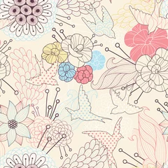 Behang Seamless floral pattern © tets