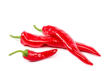 Fotobehang Fresh chili peppers isolated on white. © trotzolga