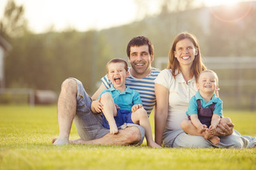 Fototapeta premium Happy family is relaxing