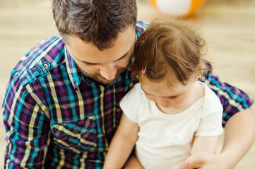 Father and daughter playing