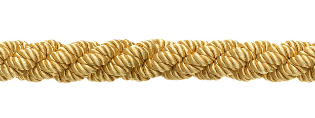 Seamless gold rope isolated on white background