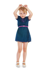 Fototapeta premium young girl in blue jeans dress