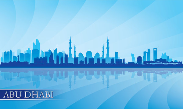 Abu Dhabi city skyline silhouette background
