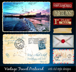 Santa Cruz Travel Vintage Postcard Design